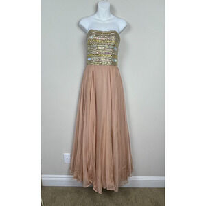 Sherri Hill Prom Dress Beaded Pink Size 8 Y2K Fairycore‎ Babydoll Formal Gown
